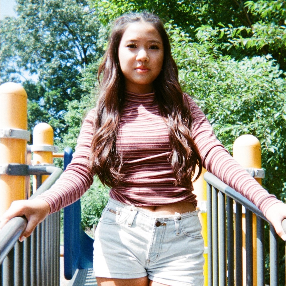 Hollister Striped Turtleneck Crop Top